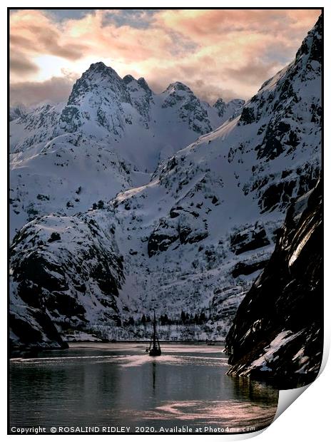 "Sailing in Trolfjord Print by ROS RIDLEY