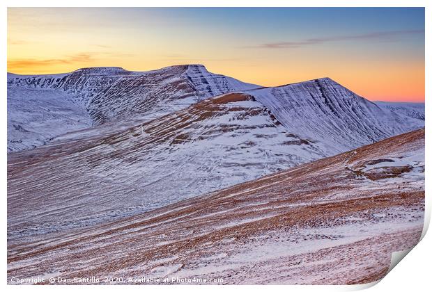 Corn Du, Pen y Fan and Cribyn Sunset Print by Dan Santillo