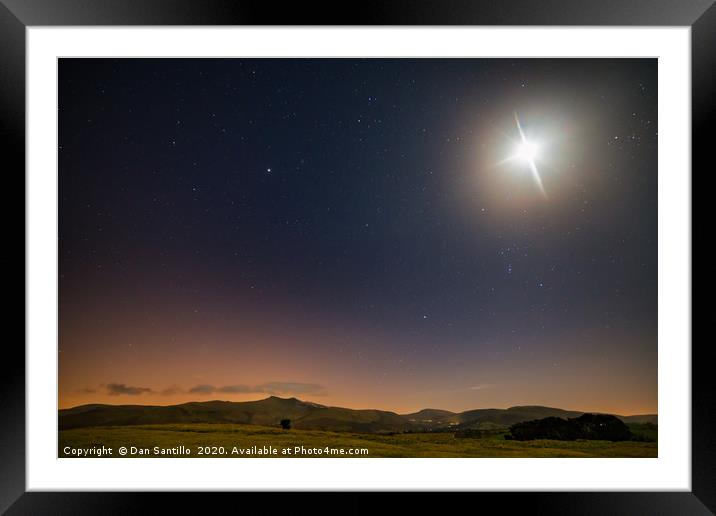 The moon and stars over Pen y Fan and Corn Du Framed Mounted Print by Dan Santillo