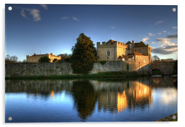 Evening Sun over Leeds Castle Acrylic by Chris Thaxter