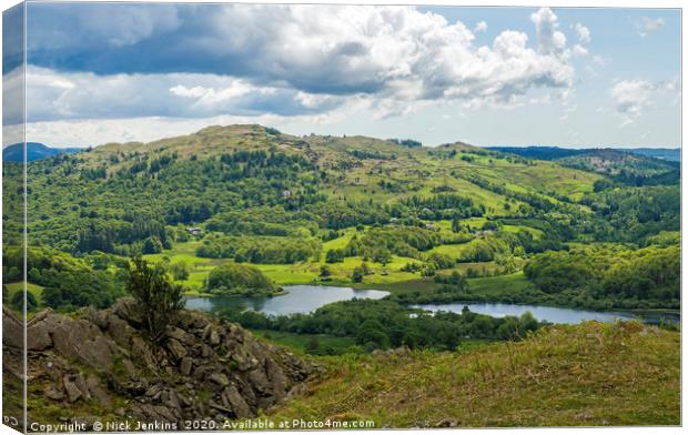 View Across the Rothay Valley Lake District  Canvas Print by Nick Jenkins