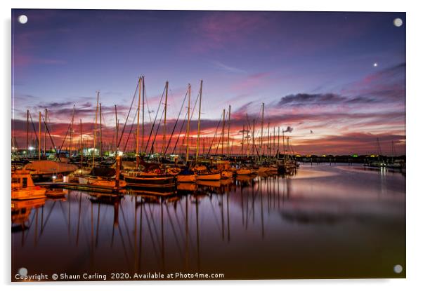 Scarborough Marina Sunset, Queensland, Australia Acrylic by Shaun Carling