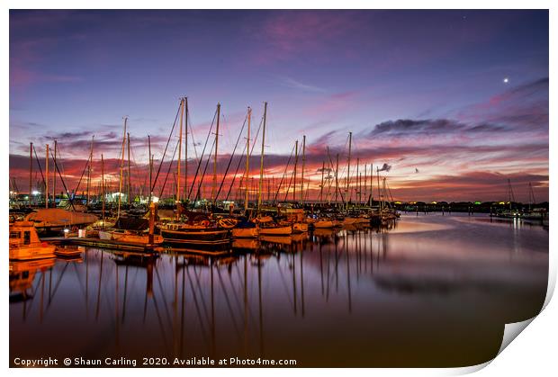 Scarborough Marina Sunset, Queensland, Australia Print by Shaun Carling