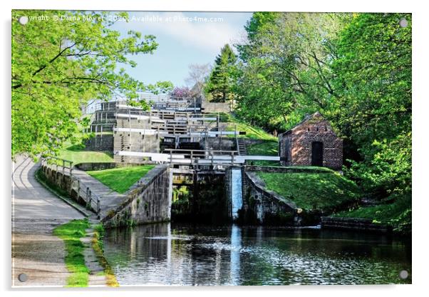 Bingley Five Rise Locks Yorkshire Acrylic by Diana Mower