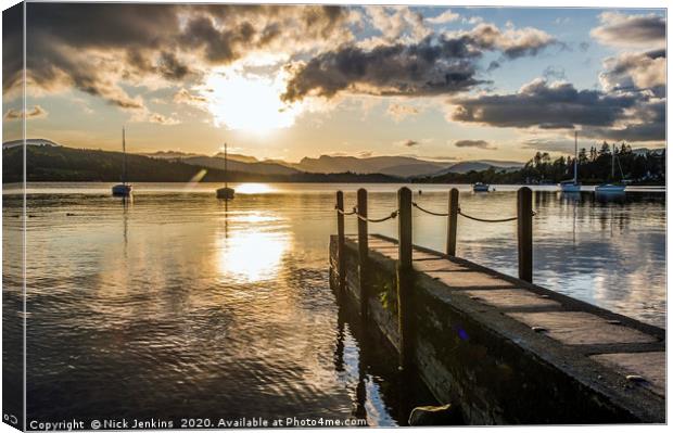 Evening at Lake Windermere in the Lake District  Canvas Print by Nick Jenkins