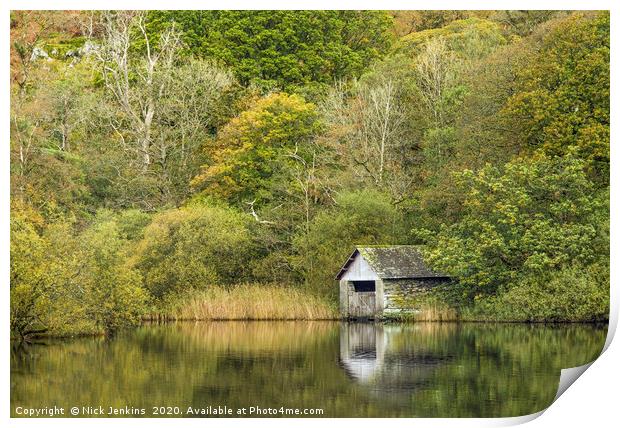 Boathouse Rydal Water Lake District National Park Print by Nick Jenkins