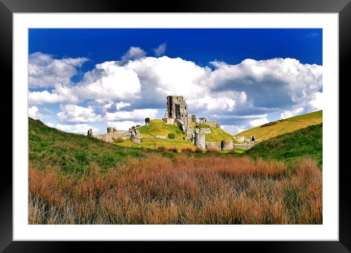 Corfe Castle Dorset At Spring Framed Mounted Print by austin APPLEBY