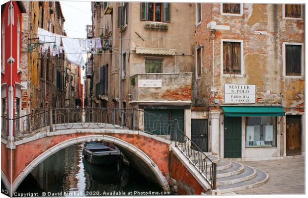 Venice Backstreet. Canvas Print by David Birchall