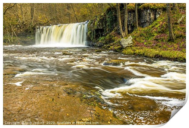 The Upper Ddwli Falls River Neath South Wales Print by Nick Jenkins