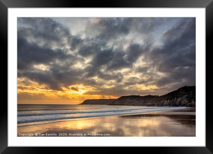 Caswell Bay, Gower Framed Mounted Print by Dan Santillo