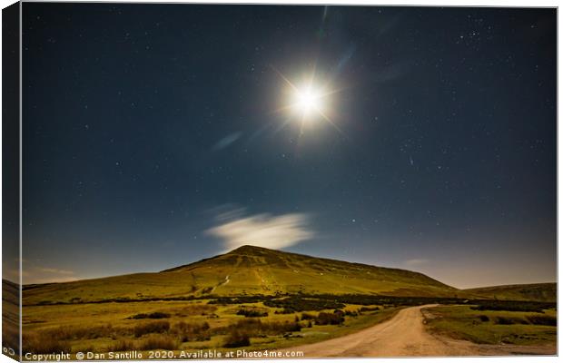 Hay Bluff by Moonlight, Brecon Beacons National Pa Canvas Print by Dan Santillo