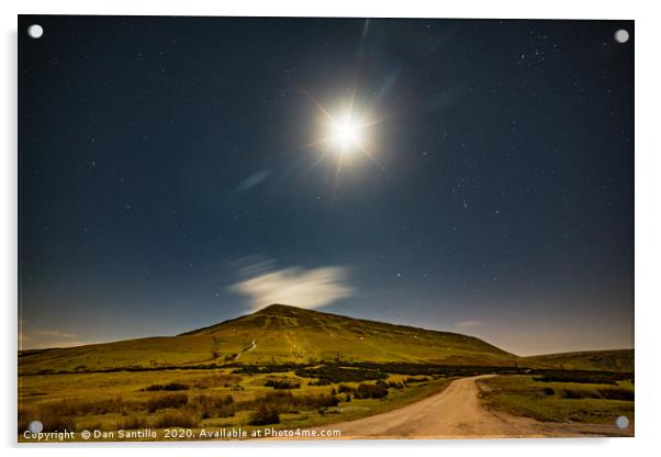 Hay Bluff by Moonlight, Brecon Beacons National Pa Acrylic by Dan Santillo