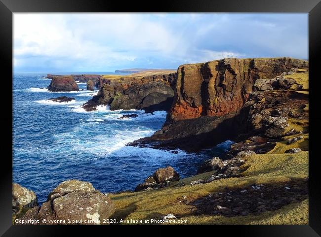 Eshaness sea cliffs, Shetland Framed Print by yvonne & paul carroll