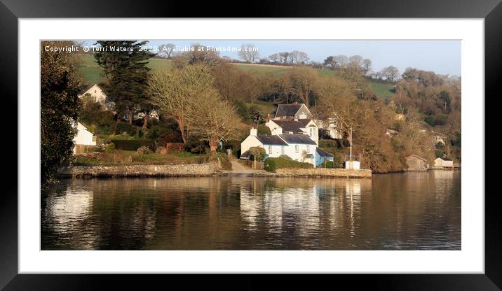 Restronguet Weir Panorama Framed Mounted Print by Terri Waters