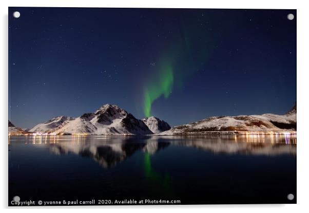 Northern Lights, Lofoten Islands Acrylic by yvonne & paul carroll