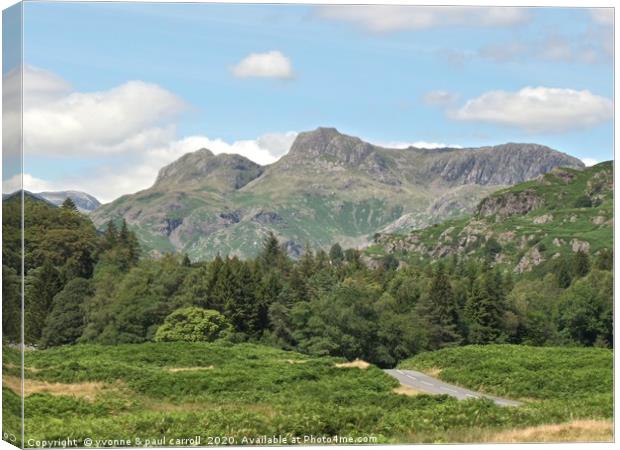 Langdale Pikes, Lake District Canvas Print by yvonne & paul carroll