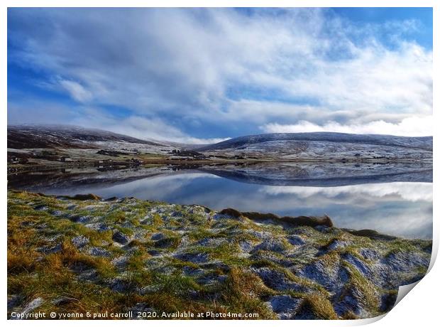 Mainland Shetland with a dusting of snow, February Print by yvonne & paul carroll
