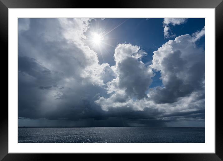 sun and rain over the ocean   Framed Mounted Print by Gail Johnson