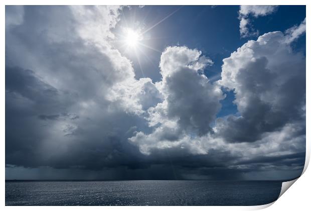 sun and rain over the ocean   Print by Gail Johnson