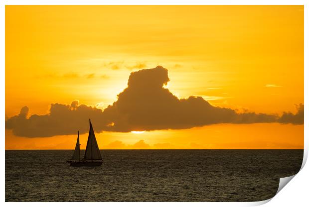 Sailing into the sunset Print by Gail Johnson