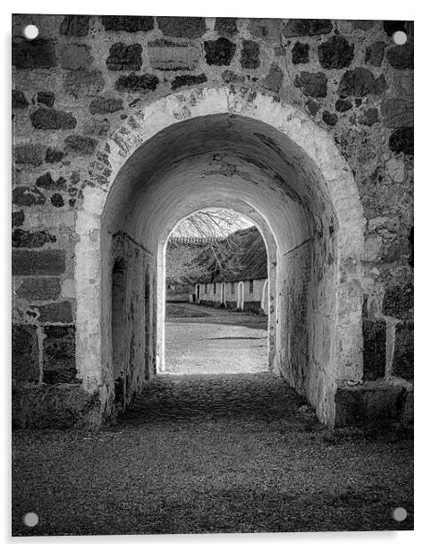 Borgeby Castle  Gate in Black and White Acrylic by Antony McAulay