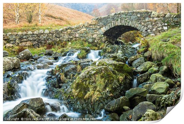 Ashness Bridge in the Lake District Cumbria Print by Nick Jenkins