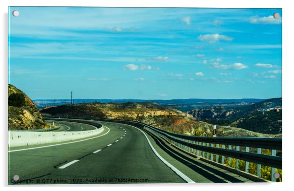 Fast road in the mountains in Spain, beautiful lan Acrylic by Q77 photo