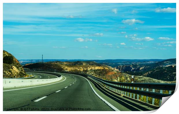 Fast road in the mountains in Spain, beautiful lan Print by Q77 photo