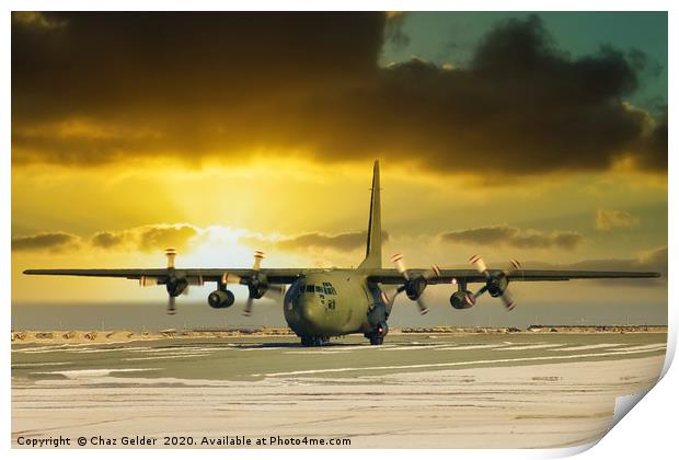 RAF C130 Gibraltar Sunset Print by Chaz Gelder