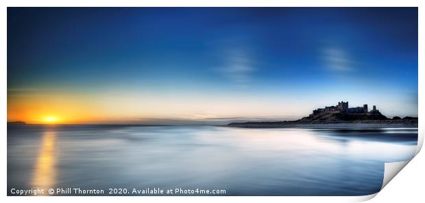 Sunrise over Bamburgh Castle No. 3 Print by Phill Thornton