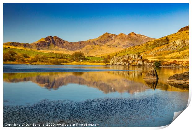 Snowdon Horseshoe from Llynau Mymbyr, Snowdonia Print by Dan Santillo