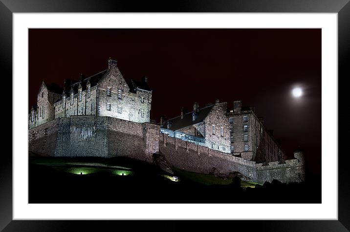 Edinburgh Castle with Full Moon Framed Mounted Print by Keith Thorburn EFIAP/b