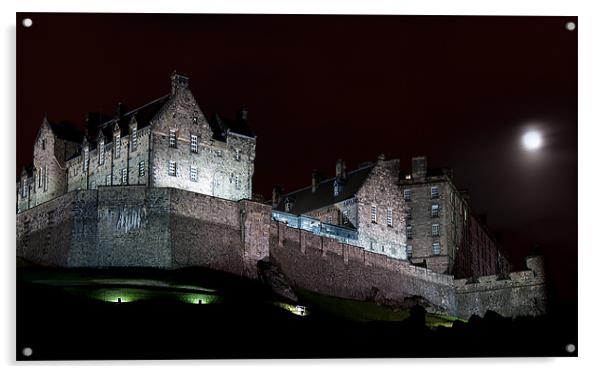 Edinburgh Castle with Full Moon Acrylic by Keith Thorburn EFIAP/b