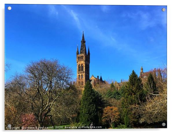 Glasgow University from Kelvingrove Park in Spring Acrylic by yvonne & paul carroll