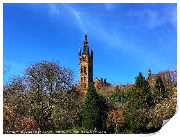 Glasgow University from Kelvingrove Park in Spring Print by yvonne & paul carroll