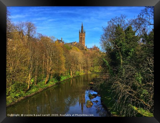 Glasgow University reflected on the River Kelvin Framed Print by yvonne & paul carroll