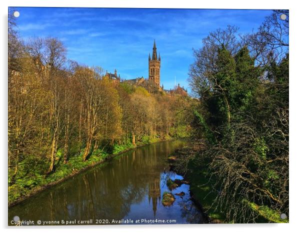 Glasgow University reflected on the River Kelvin Acrylic by yvonne & paul carroll