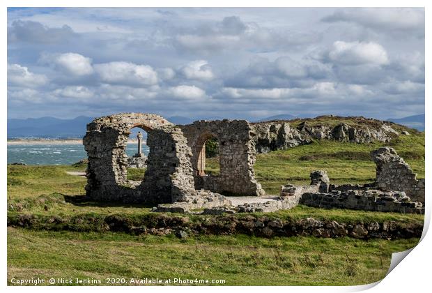 Church Ruins on Llanddwyn Island Anglesey Print by Nick Jenkins
