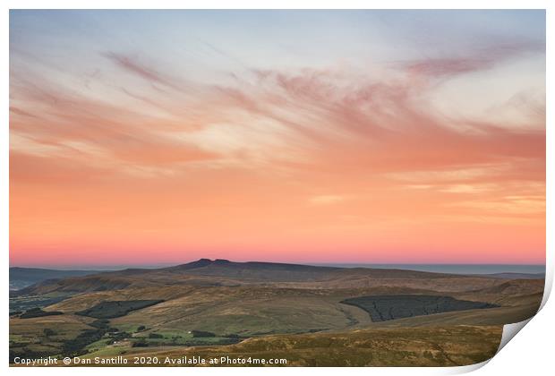 Pen y Fan and Corn Du at sunset Print by Dan Santillo