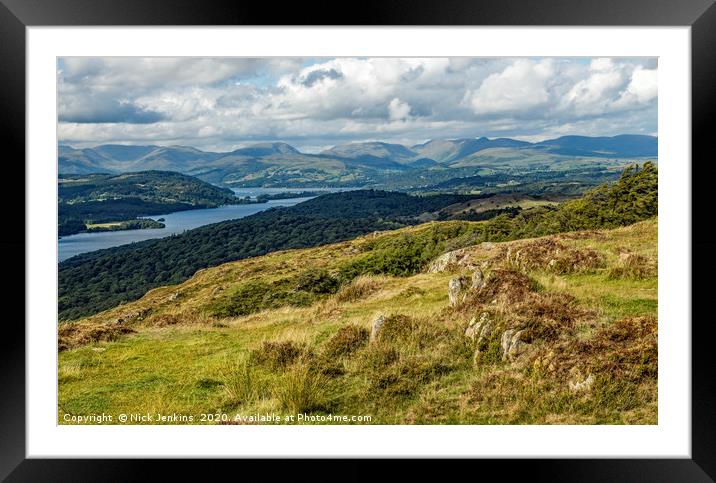 Looking over Windermere from Gummers How Lakeland Framed Mounted Print by Nick Jenkins