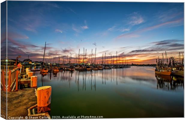 Sunset Over The Marina Canvas Print by Shaun Carling