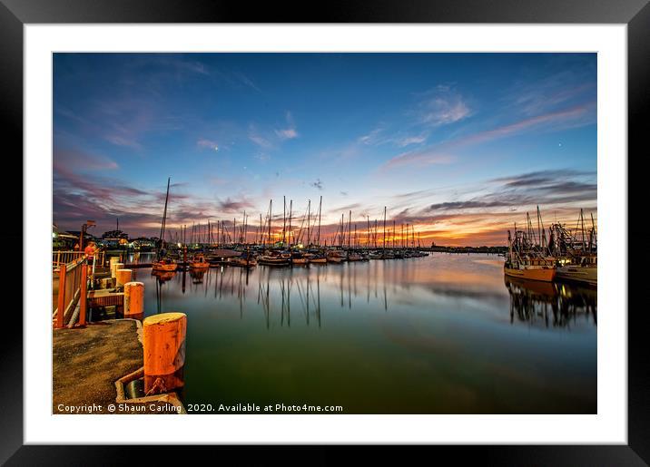 Sunset Over The Marina Framed Mounted Print by Shaun Carling