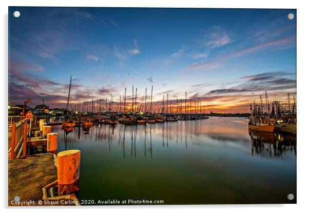 Sunset Over The Marina Acrylic by Shaun Carling