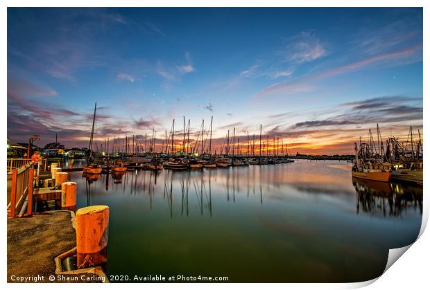 Sunset Over The Marina Print by Shaun Carling