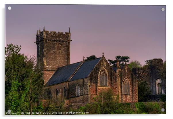 Newcastle Church, Bridgend Acrylic by Neil Holman