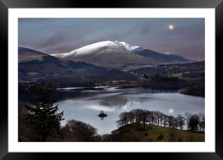 Moonrise over Blencathra in the Lake District Framed Mounted Print by Martin Lawrence