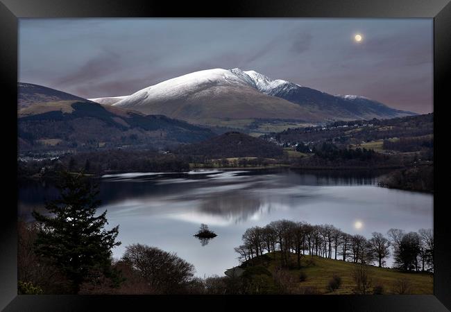 Moonrise over Blencathra in the Lake District Framed Print by Martin Lawrence