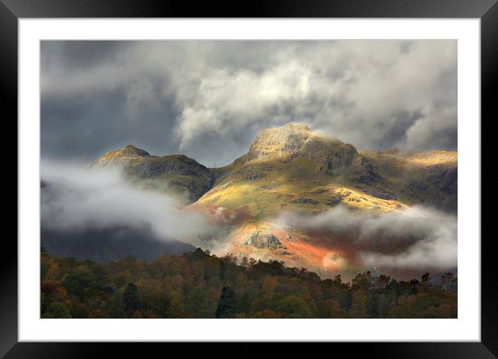 Harrison Stickle and Loft Crag in the Langdales Framed Mounted Print by Martin Lawrence
