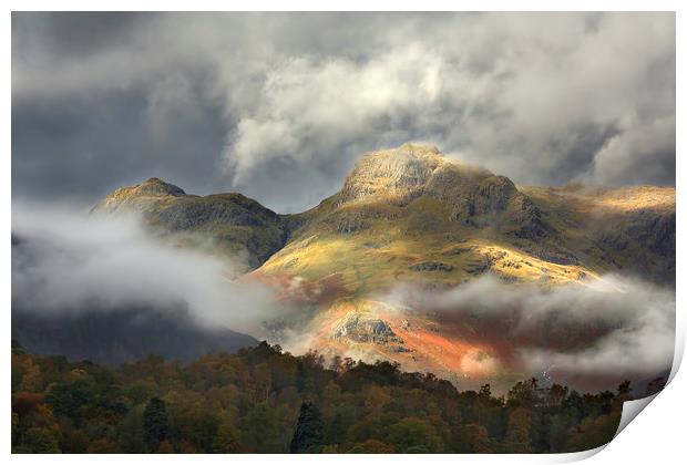 Harrison Stickle and Loft Crag in the Langdales Print by Martin Lawrence