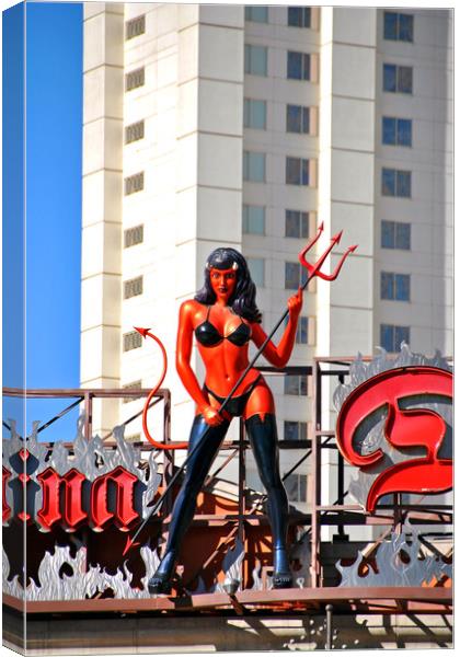 Devil Woman Las Vegas Strip America Canvas Print by Andy Evans Photos